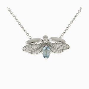 TIFFANY Paper Flower Firefly Blue Topaz Necklace Pt950 Platinum Women's &Co.