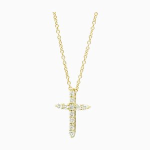 TIFFANY Mini Croix Diamant Collier Or Jaune [18K] Diamant Hommes, Femmes Mode Pendentif Collier [Or]