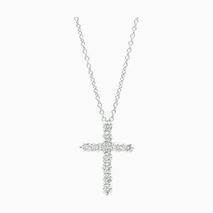 TIFFANY Petite Croix Diamant Collier Platine Diamant Hommes, Femmes Mode Pendentif Collier [Argent]