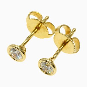 Pendientes de diamantes Visor Yard 1P de Tiffany & Co., oro amarillo K18, juego de 2