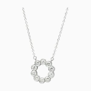 TIFFANY Jazz Open Circle Collar de diamantes de platino para hombres, collar con colgante de moda para mujeres [Silver]