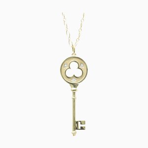 TIFFANY Collar con llave de trébol de oro amarillo [18K] Diamante para hombre, collar con colgante de moda para mujer [Oro]
