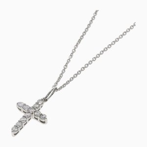 Kleine Halskette mit Kreuzdiamanten aus Weißgold von Tiffany & Co.