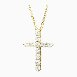 Small Cross Diamond Pendant in Yellow Gold from Tiffany & Co.