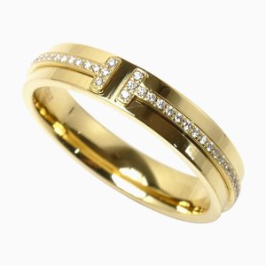 TIFFANY & Co. K18YG Anillo de diamantes estrecho T TWO de oro amarillo 1 6,7 g para mujer