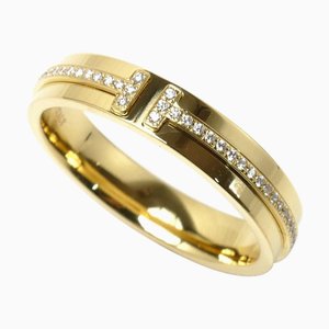 TIFFANY & Co. K18YG Bague en or jaune avec diamants T TWO 1 6.7g pour femme