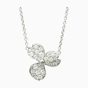 TIFFANY Collar abierto de flores de papel con diamantes de platino para hombres, collar con colgante de moda para mujeres [Silver]