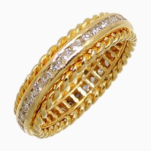 TIFFANY K18YG K18WG Anillo de diamantes para mujer K18 Oro amarillo