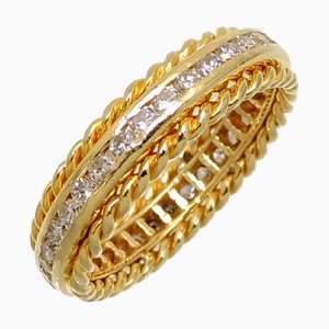 TIFFANY K18YG K18WG Diamond Ladies Ring K18 Yellow Gold