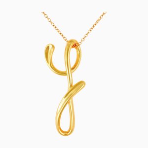 TIFFANY&Co Letter Necklace Initial Y K18YG Elsa Peretti Pendant