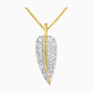 Collier diamant TIFFANY&Co plume feuille pendentif K18YG/Pt950