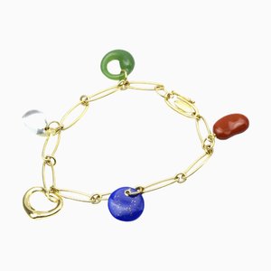 TIFFANY Coeur Ouvert Haricots Larme Ronde Cercle Éternel Bracelet Or Jaune [18K] Cristal, Lapis Lazuli Charme Bracelet Or