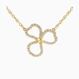 TIFFANY Paper Flower Open Necklace 18K Yellow Gold Diamond Women's &Co.