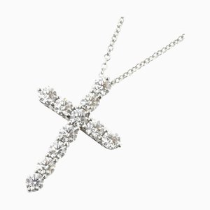 TIFFANY&Co. Pt950 Platinum Medium Cross Diamond Necklace 60007330 3.7g 41cm Ladies