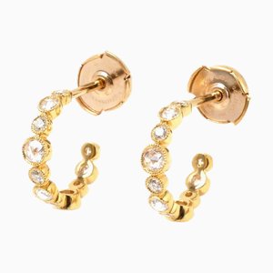 Tiffany&Co. K18Yg Pg Jazz Circle Earrings Diamond 3.3G Cobblestone Hoop Milgrain Ladies, Set of 2