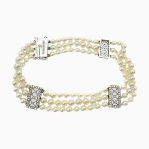 Bracelet TIFFANY Ziegfeld Baby Pearl Pt950 3 Voile Platine / Diamant 0141 & Co. Femme