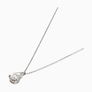 TIFFANY Pear Shape 1P Diamond Necklace Platinum PT950 Women's &Co.
