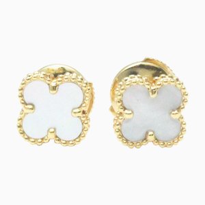 Van Cleef & Arpels Sweet Alhambra Vcara44800 Shell Yellow Gold [18K] Stud Earrings Gold, Set of 2