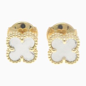 Sweet Alhambra Vcara Shell Yellow Gold Stud Earrings from Van Cleef & Arpels, Set of 2