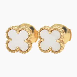 Sweet Alhambra Earrings in Mother of Pearl from Van Cleef & Arpels, Set of 2