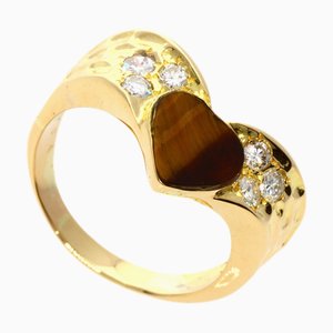 VAN CLEEF & ARPELS Tiger Eye Diamond Ring K18 in oro giallo da donna