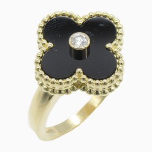 Vintage Alhambra Onyx 1P Diamond Ring from Van Cleef & Arpels