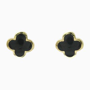 Van Cleef & Arpels Pure Alhambra Earrings Onyx Yellow Gold [18k] Stud Earrings Black,gold