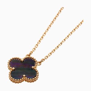 VAN CLEEF & ARPELS Alhambra Black Shell Necklace K18 Pink Gold Women's