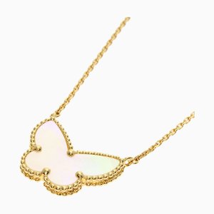VAN CLEEF & ARPELS Lucky Alhambra Papillon Muschel Halskette K18 Gelbgold Damen