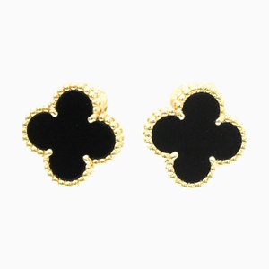 Van Cleef & Arpels Vintage Alhambra Vcara44200 Onyx Yellow Gold [18K] Stud Earrings Gold, Set of 2
