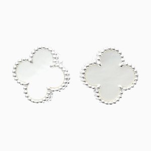 Van Cleef & Arpels Vintage Alhambra Vcarf48600 Shell Or blanc [18K] Boucles d'oreilles Argent, Set de 2