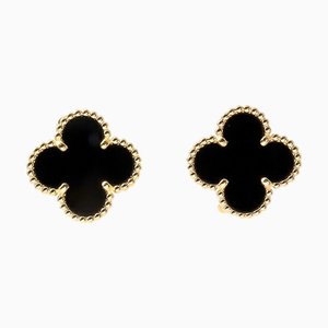 Van Cleef & Arpels Van Cleef Arpels Onyx Vintage Alhambra K18Yg Yellow Gold Earrings, Set of 2