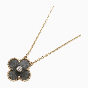 Vintage Alhambra Silver Obsidian Necklace from Van Cleef & Arpels