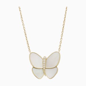 VAN CLEEF & ARPELS VCA de Papillon Necklace Pendant K18KG Yellow Gold Diamond Shell