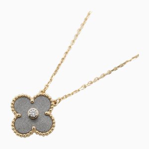 Vintage Alhambra Obsitian 1P Diamond Necklace from Van Cleef & Arpels