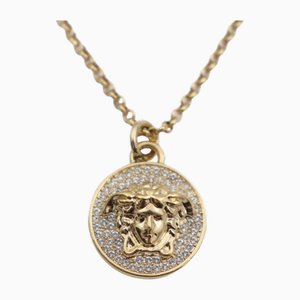 Versace Medusa Necklace Metal Rhinestone Gold Pendant