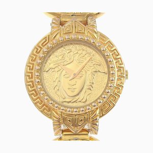 Reloj VERSACE Medusa Coin 7008012 Pantalla analógica de cuarzo bañado en oro Esfera para mujer