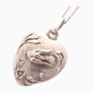 Bird Design Heart Top Necklace in Silver from Yves Saint Laurent