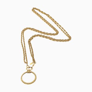 CHANEL Collar de cadena con lupa Metal Tono dorado CC Auth ar9914B