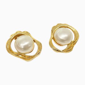 Pearl Earrings in Gold from Chanel, Set of 2