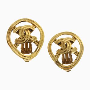 Boucles d'Oreilles Clip-On Coco Mark Dorées de Chanel, Set de 2