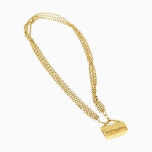 CHANEL Matelasse Chain Necklace metal Gold Tone CC Auth ar11061