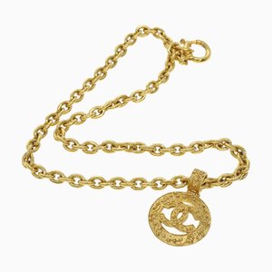 CHANEL Necklace Gold Tone CC Auth 41169A