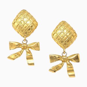 Chanel 1980s Dangle Bow Earrings Gold Clip-On 27683, Set of 2