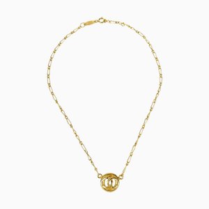 CHANEL 1983 Circled CC Gold Chain Pendant Necklace 97567