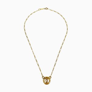 CHANEL 1983 Circled CC Gold Chain Pendant Necklace 69845