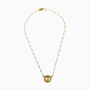 CHANEL 1983 Round CC Gold Chain Pendant Necklace 97882