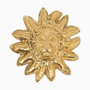 CHANEL 1986-1994 Lion Brooch Pin Gold 05214