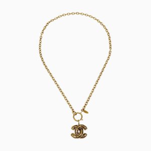 CHANEL 1986-1994 Collana con ciondolo a catena in oro trapuntato 3857 AK38293k