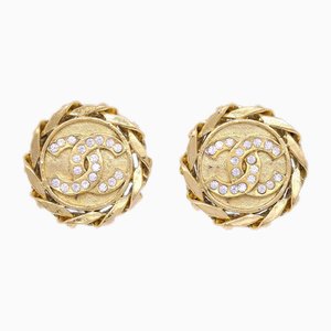 Crystal and Gold CC Earrings from Chanel, Set of 2